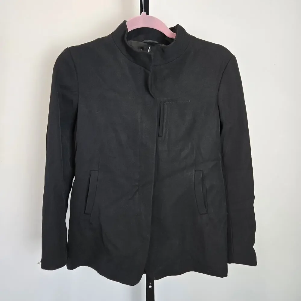Jil Sander‎ Blazer Jacket Wool Black Zipper Front Modern Utility Career Capsule